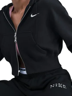 Zwart - Nike oversized Phoenix fleece joggingbroek met hoge taille en grafisch logo