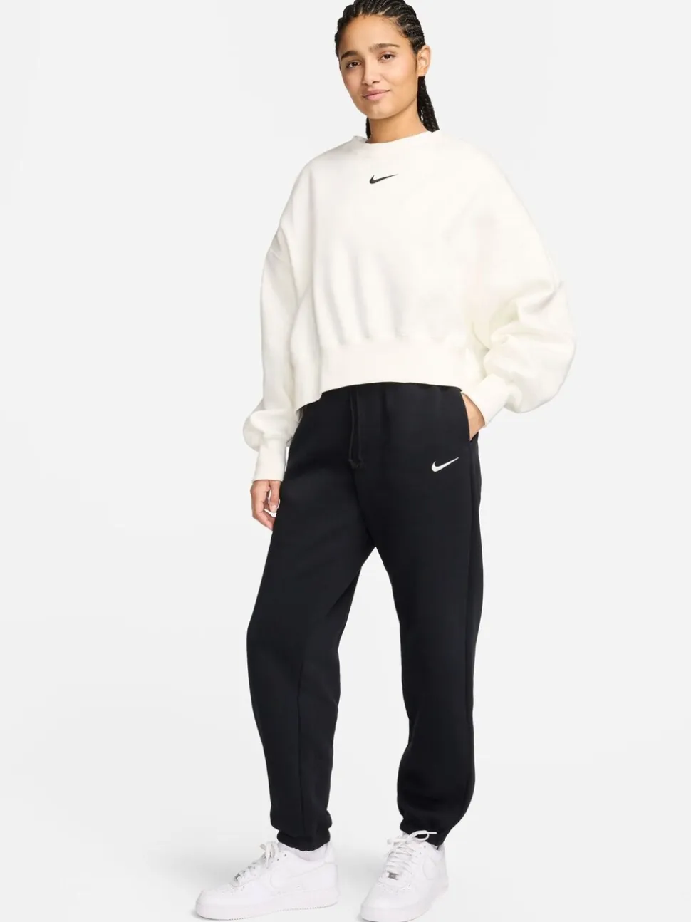 Zwart - Nike oversized Phoenix joggingbroek van fleece met hoge taille
