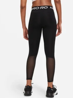 Zwart - Nike Pro Mid Rise legging met mesh-panelen