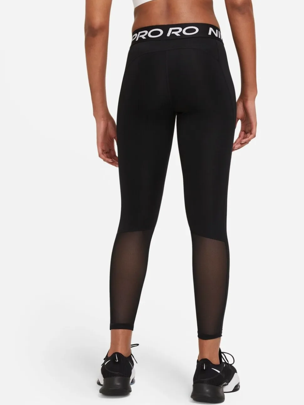 Zwart - Nike Pro Mid Rise legging met mesh-panelen