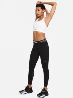 Zwart - Nike Pro Mid Rise legging met mesh-panelen