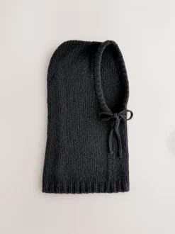 Zwart - Nothing Ordinary Knitted Hooded Snood With Wool
