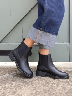 Zwart - Novo Dottie Flat Chelsea Ankle Boots