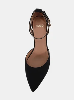 Zwart - Novo Wide Fit Imelda Two Part Ankle Strap Courts