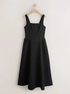 Zwart - Occasion Cinched Waist Maxi Dress