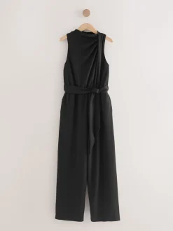 Zwart - Occasion Cowl Neck Sleeveless Jersey Jumpsuit