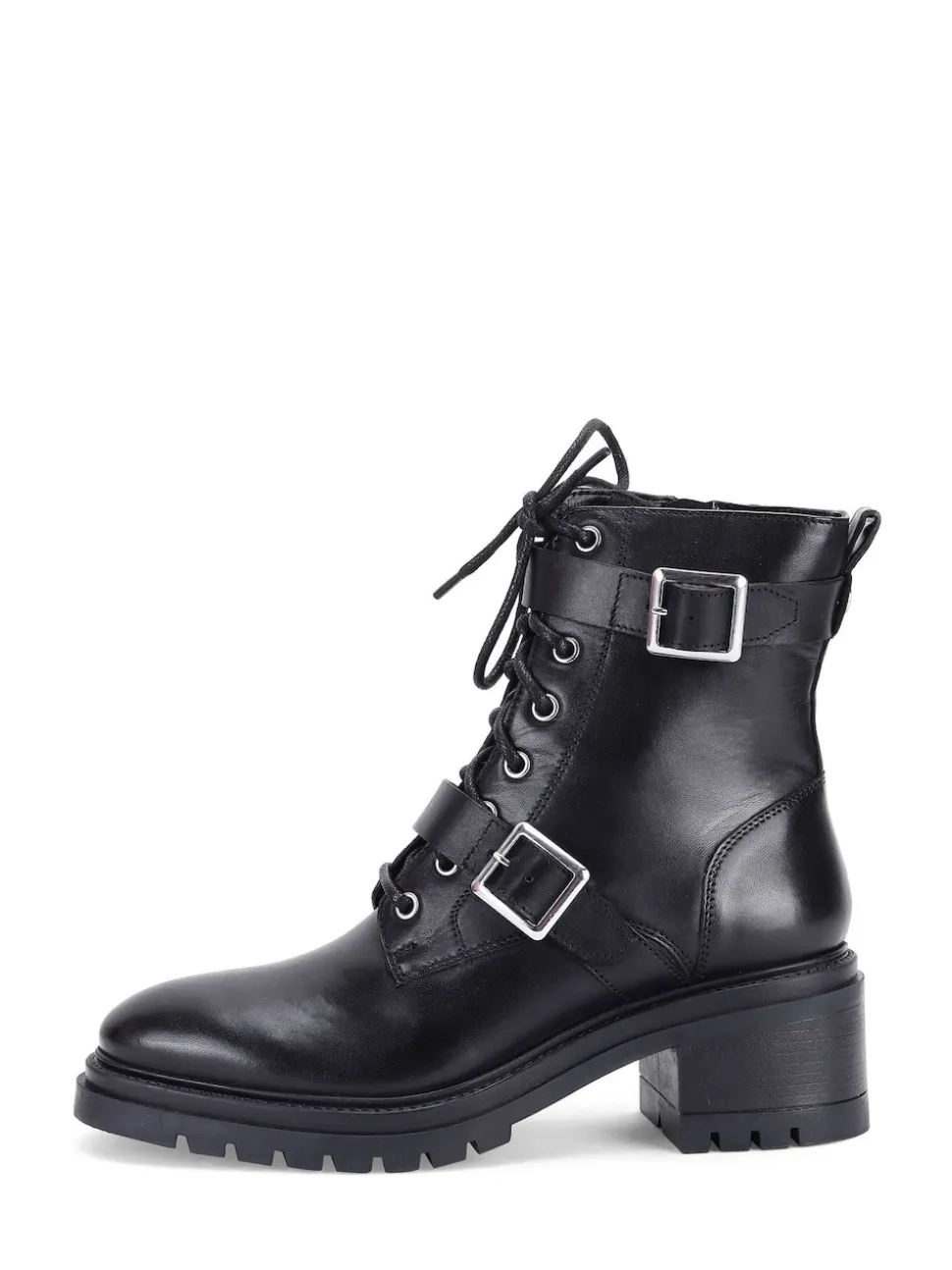 Zwart - Off The Hook Parkside Block Heel Leather Combat Boots