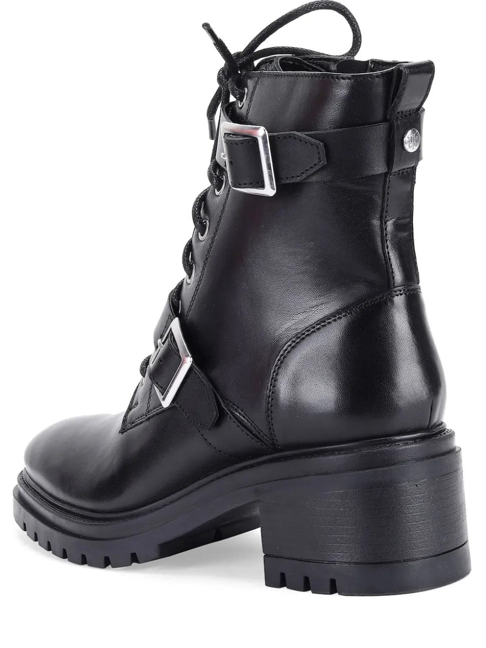 Zwart - Off The Hook Parkside Block Heel Leather Combat Boots