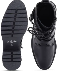 Zwart - Off The Hook Parkside Block Heel Leather Combat Boots