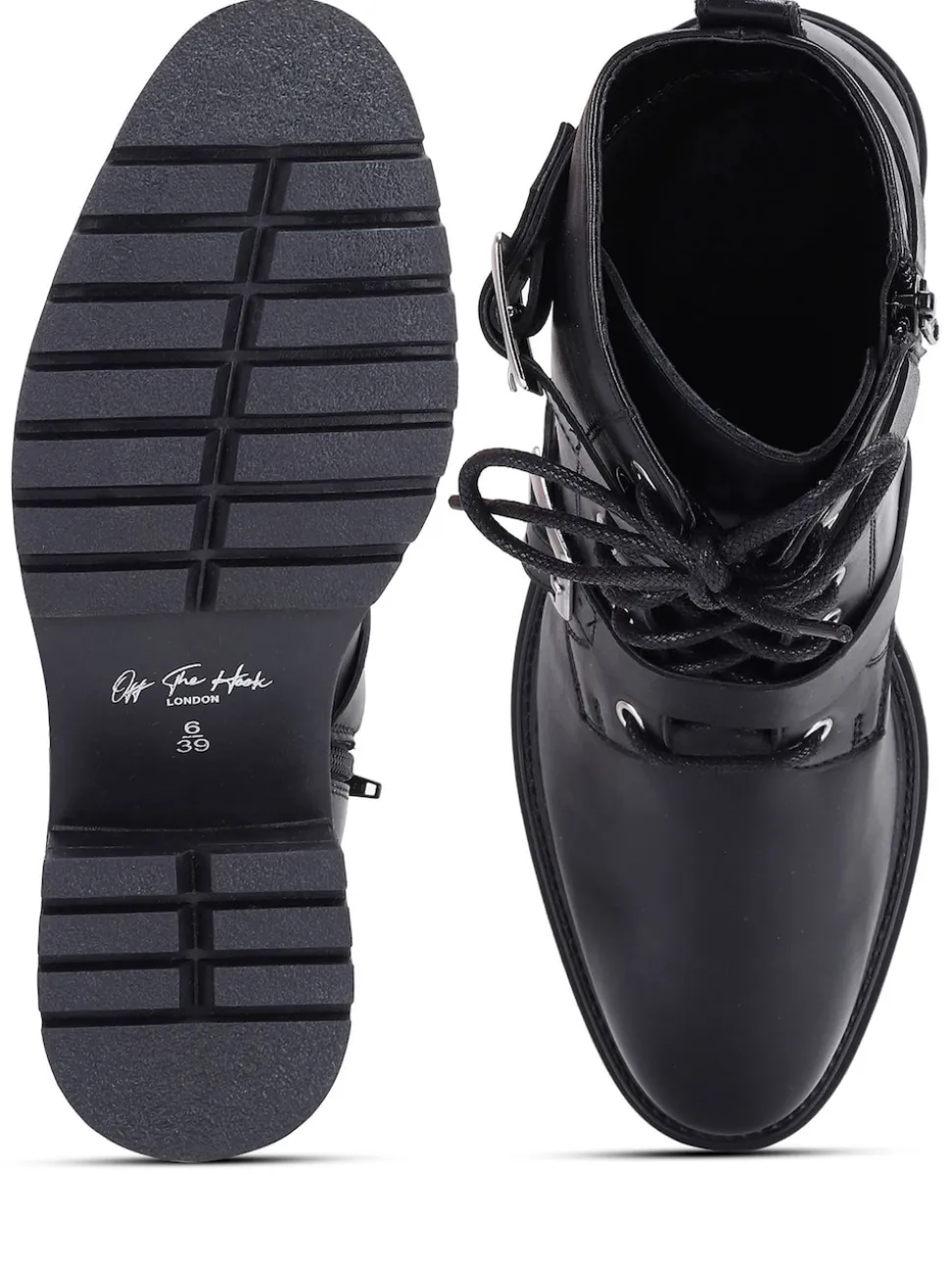Zwart - Off The Hook Parkside Block Heel Leather Combat Boots