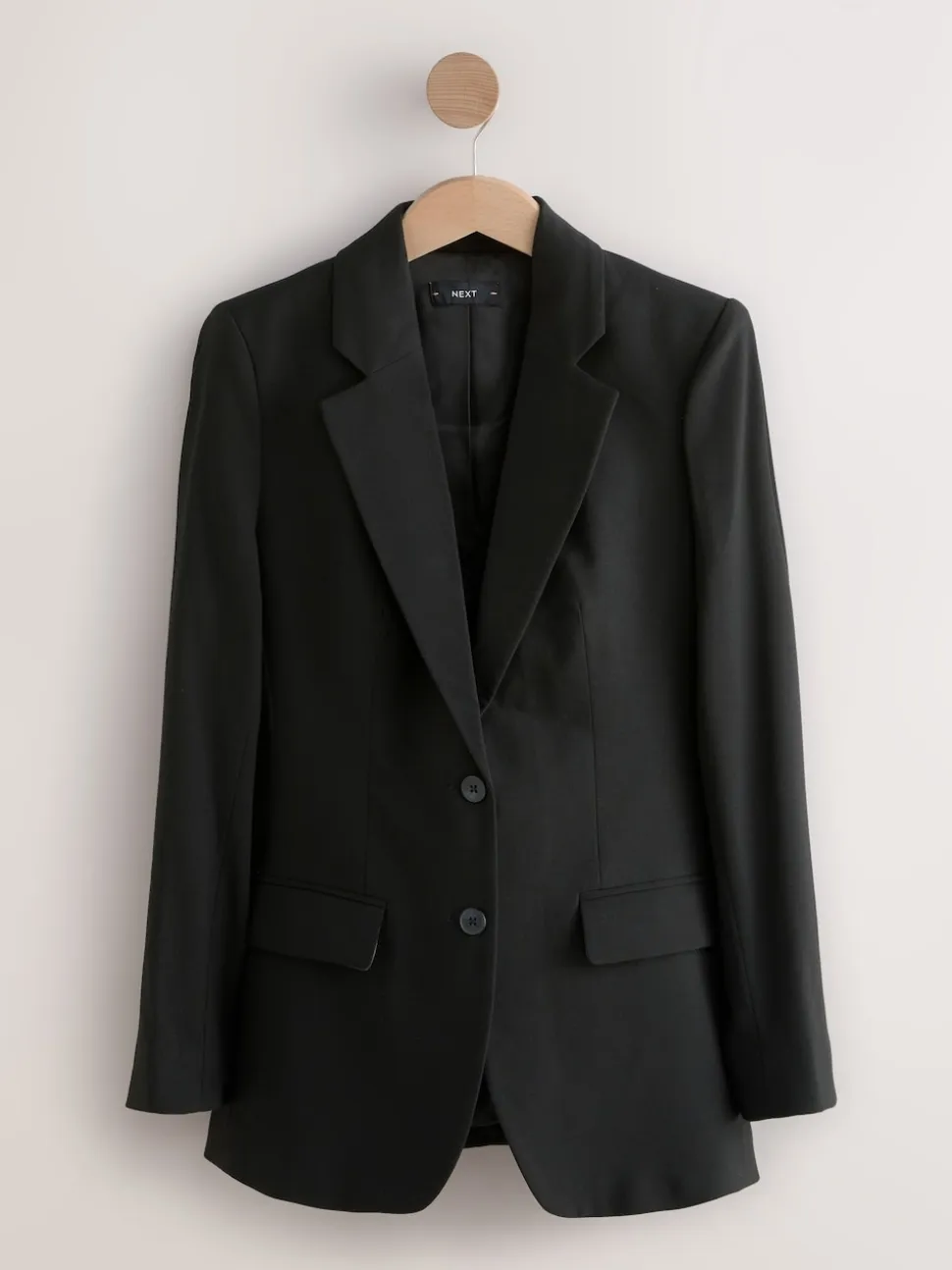 Zwart - Op maat gemaakte blazer met enkele rij knopen van wol