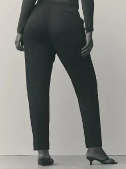 Zwart - Op maat slim-fit broek in zandlopermodel