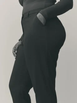 Zwart - Op maat slim-fit broek in zandlopermodel
