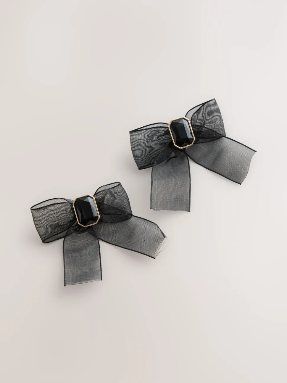 Zwart - Organza Bow Stud Earrings