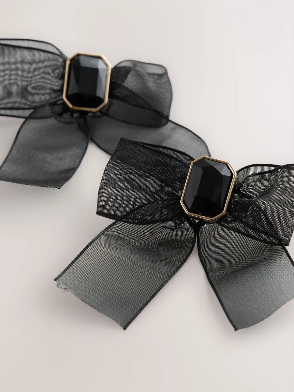 Zwart - Organza Bow Stud Earrings