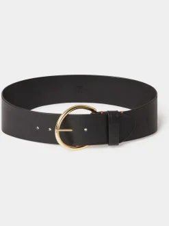 Zwart - Osprey London The Oversized Leather Buckle Belt