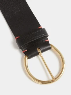 Zwart - Osprey London The Oversized Leather Buckle Belt