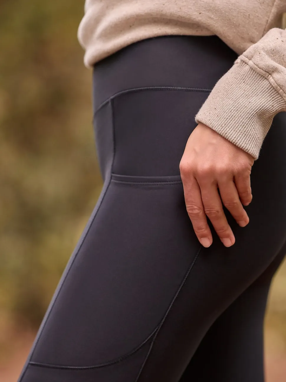 Zwart - Outdoor legging met fleecevoering en warme handgreep