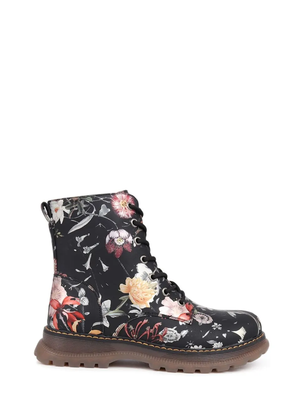 Zwart - Pavers Lace Up Floral Boots