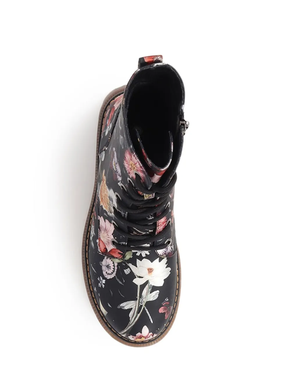 Zwart - Pavers Lace Up Floral Boots
