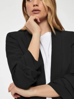 Zwart - Pieces blazer met gerimpelde mouwen