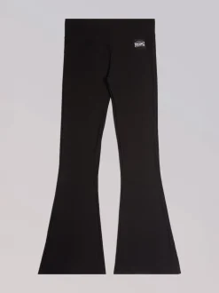 Zwart - Pineapple dames geribbelde uitlopende leggings