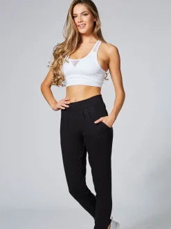 Zwart - Pineapple viscose jersey joggingbroek met relaxte pasvorm