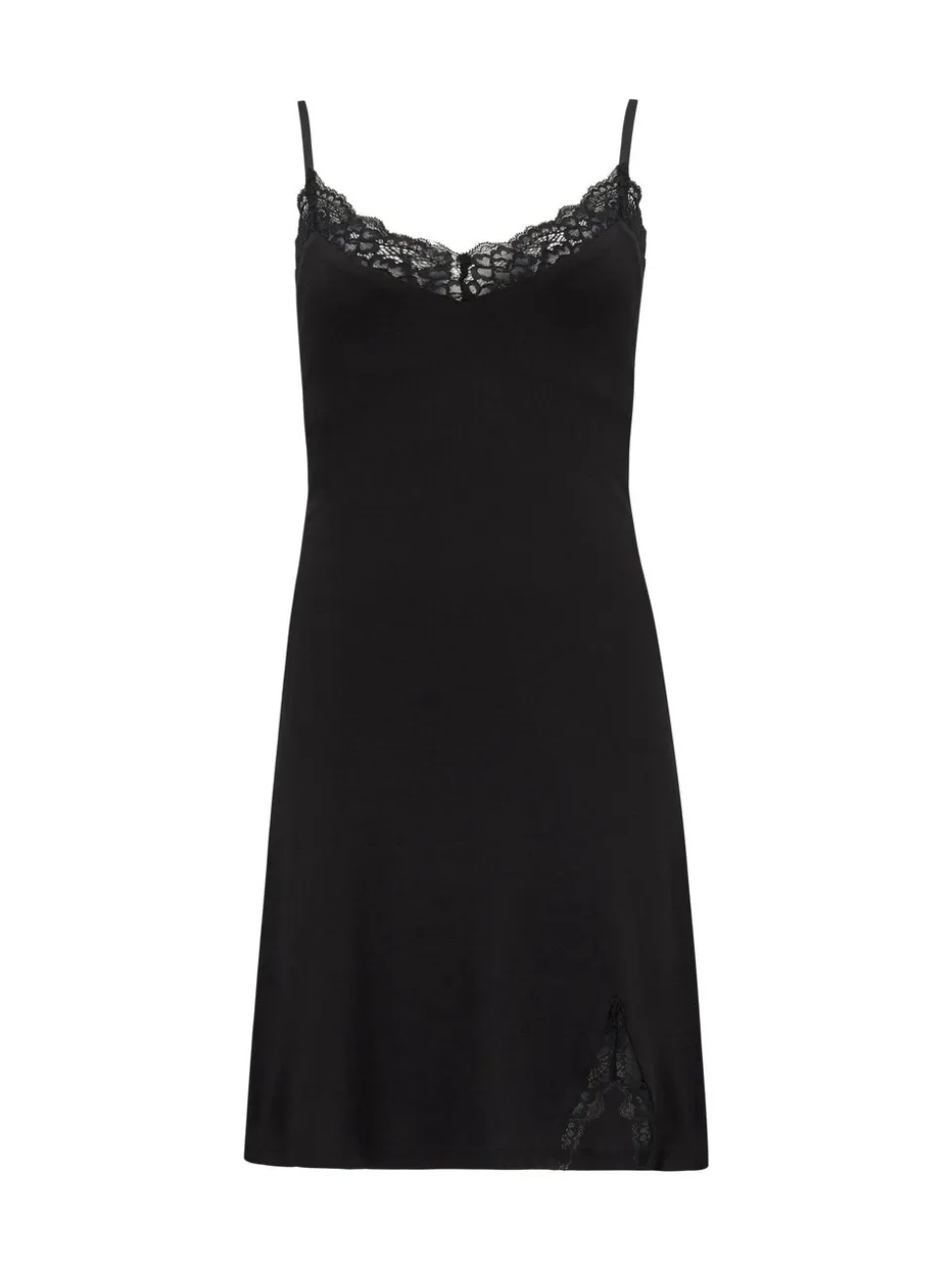 Zwart - Pour Moi - Sofa Loves Lace - Zachte jersey slipdress met split en verborgen ondersteuning