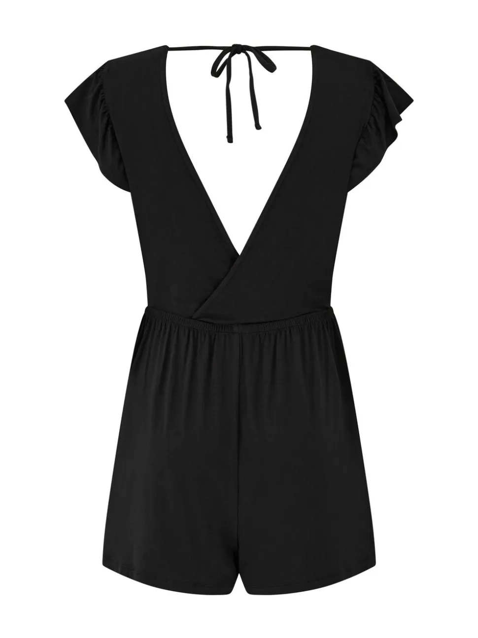 Zwart - Pour Moi Frill Stretch Jersey Beach Playsuit