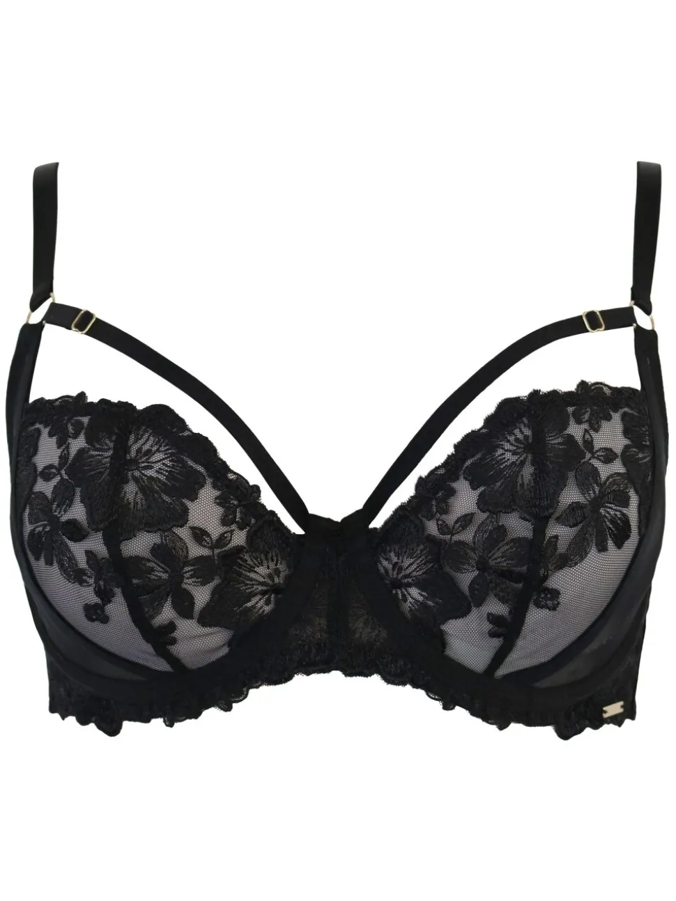 Zwart - Pour Moi India Bold Floral Embroidery Non Pad Bra