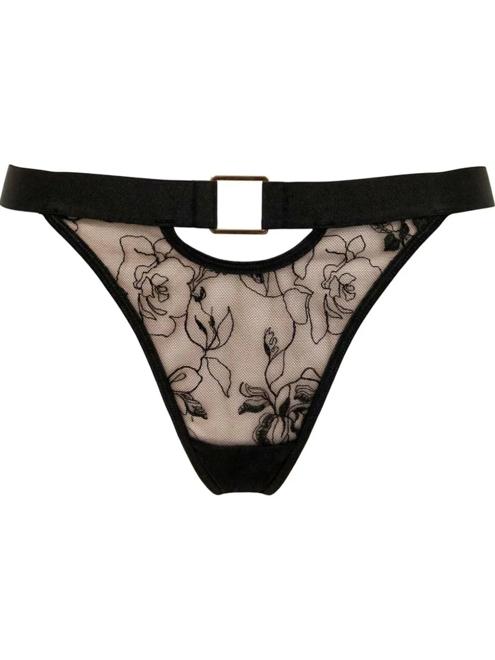 Zwart - Pour Moi India string met borduursel