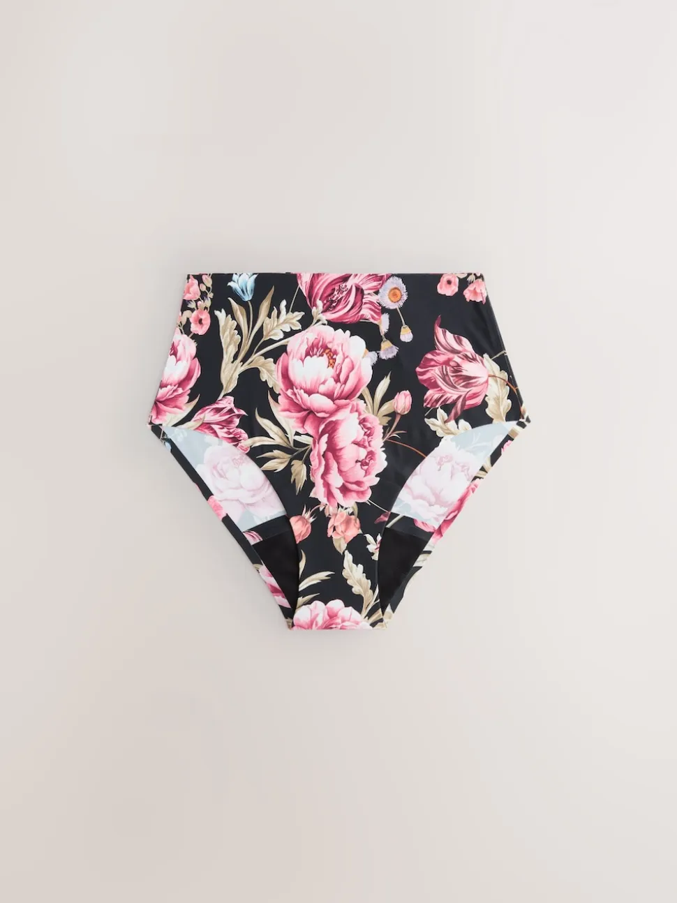 Zwart / Praline Huidskleur / Roze Bloemen - Set van 4 No VPL menstruatieslips voor medium vloeien