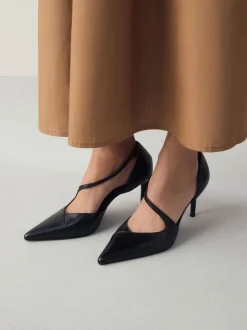 Zwart - Premium Leather Asymmetric Court Heels