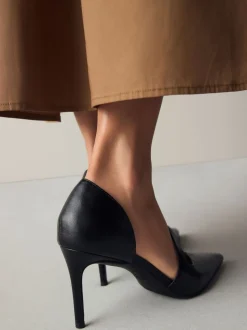 Zwart - Premium Leather Asymmetric Court Heels