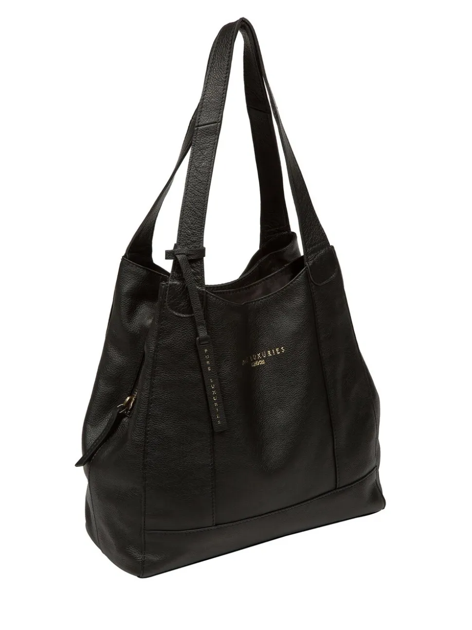 Zwart - Pure Luxuries London Colette leren handtas