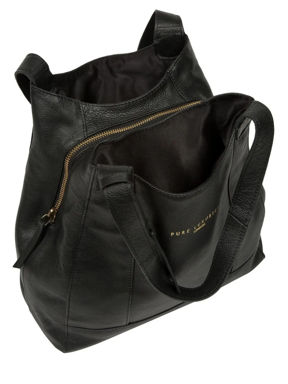 Zwart - Pure Luxuries London Colette leren handtas