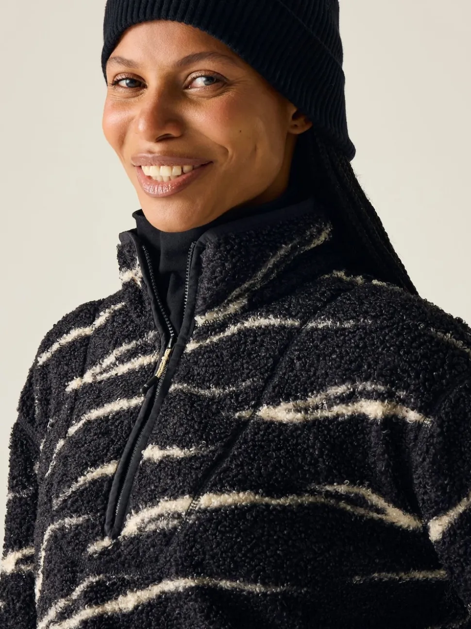Zwart - Regatta Frankie Borg fleece met halve rits