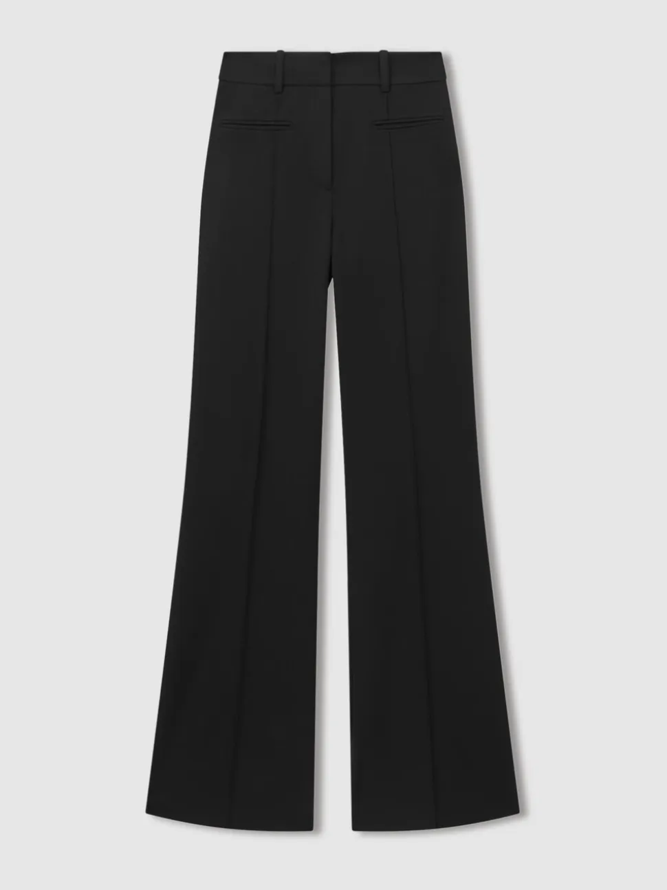 Zwart - Reiss Claude broek met hoge taille en uitlopende pijpen