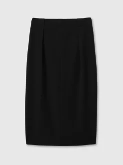 Zwart - Reiss Gabi geplooide crêpe kokerrok