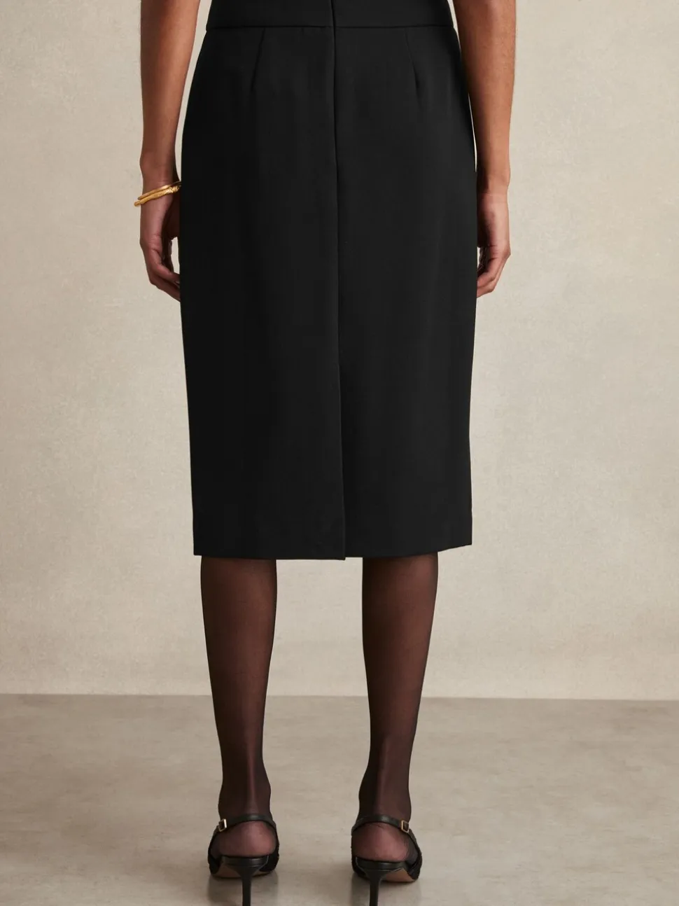 Zwart - Reiss Gabi geplooide crêpe kokerrok