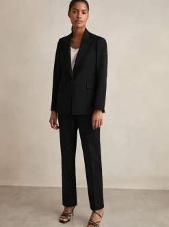 Zwart - Reiss Gabi slim-fit kostuumbroek