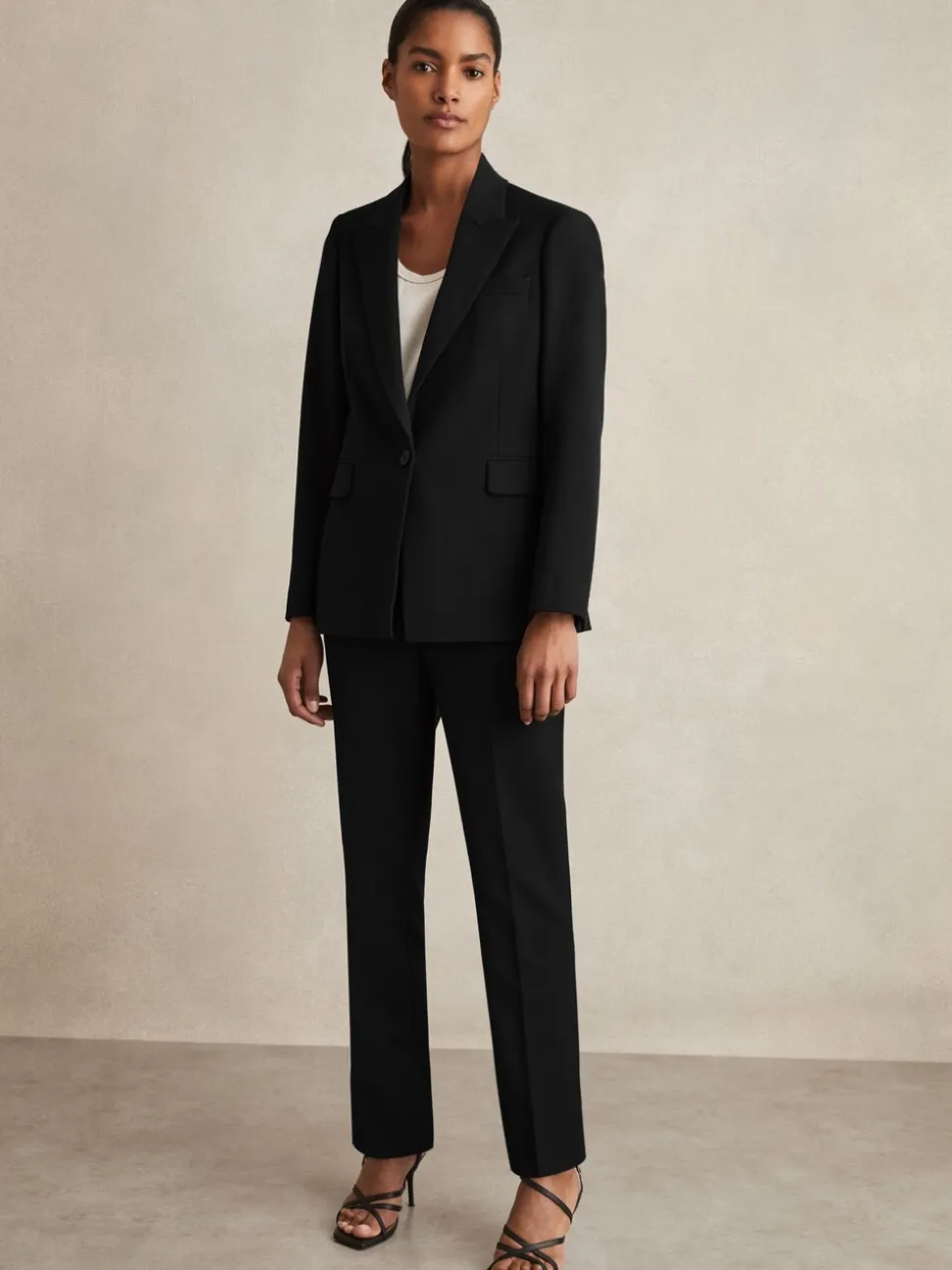 Zwart - Reiss Gabi slim-fit kostuumbroek