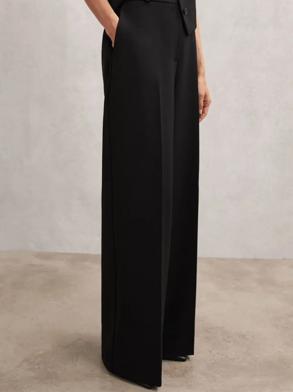 Zwart - Reiss Gabi Wide-Leg Suit Trousers