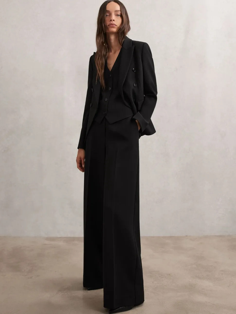 Zwart - Reiss Gabi Wide-Leg Suit Trousers