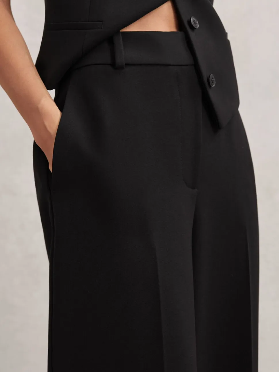 Zwart - Reiss Gabi Wide-Leg Suit Trousers