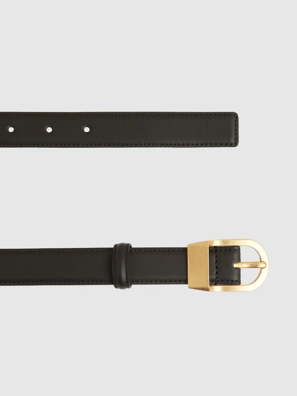 Zwart - Reiss Hazel Leren Riem met Gebogen Gesp