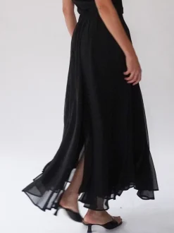 Zwart - Religion Eligion Floaty Sheer Multi Layered Olsen Maxi Skirt