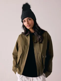 Zwart - Rib Knit Pom Hat