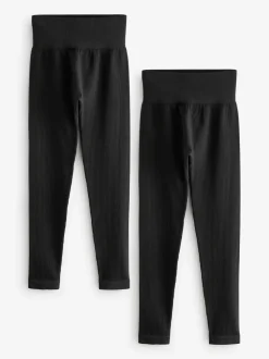 Zwart - Ribbed High Waist Leggings 2 Pack