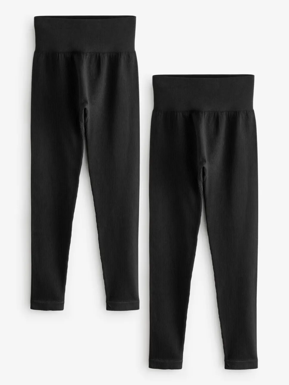 Zwart - Ribbed High Waist Leggings 2 Pack